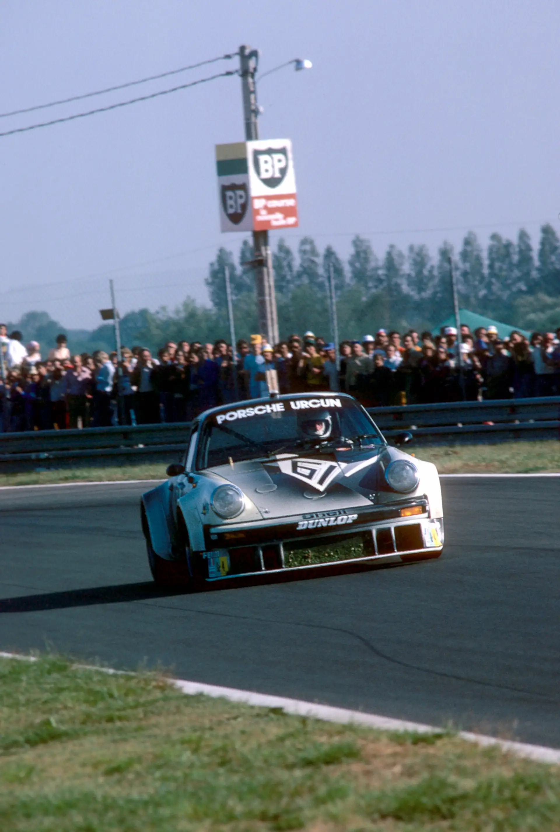 A lone Porsche 935 at speed at the 24 Hours of Le Mans, 1978.